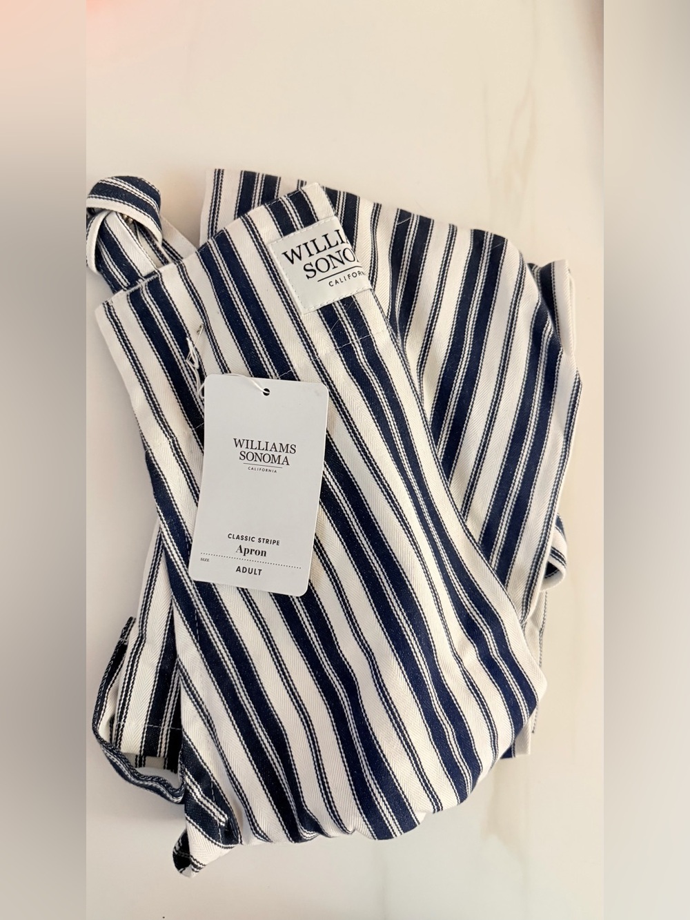 Williams Sonoma Blue White Striped Cotton Apron BRAND NEW WITH TAGS perfect gift